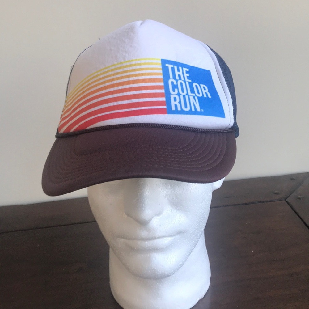 The Color Run striped adjustable trucker hat